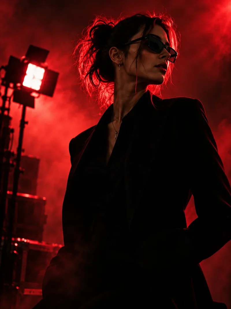 Portret editorial me ndriçim të kuq